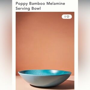 🆕 Poppy Bamboo Melamine Serving Bowl from Anthropologie in beautiful aqua blue